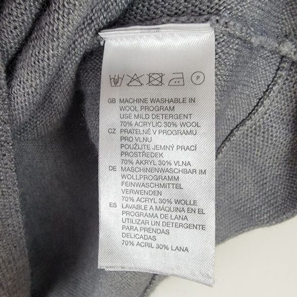 H & M Grey Crew Neck Short Sleeves Acrylic Wool Pullover Sweater Size S - Picture 8 of 8